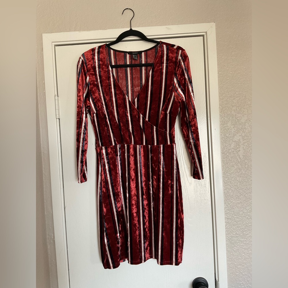 Forever 21 velvet striped mini dress